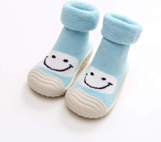 Chaussures bébé - First Running Shoes - Semelle antidérapante - Bébé - Chaussette - Taille 23 - Couleur Blauw - Smile - 13,5 cm - Semelle flexible