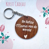 Houten Sleutelhanger Rond 6cm - Sleutelhanger - Liefsta Mama - Moederdag - Kados - Geschenk - Cadeautip - Best Mom Ever - liefde - kerst cadeau