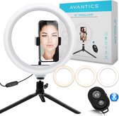 LED Ringlamp met Statief en Afstandsbediening- Selfie Ring Light - Ringlight - Tiktok Lamp - Flitser - Studiolamp - ⌀ 26cm - Zwart