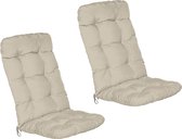 Beautissu Flair HL Set de 2 Coussins de Jardin Dossier Haut - Coussin pour Meubles de Jardin - Coussin d'Assise 120x50x8 cm Nature - Coussins de jardin en Matelas Qualité Coussin