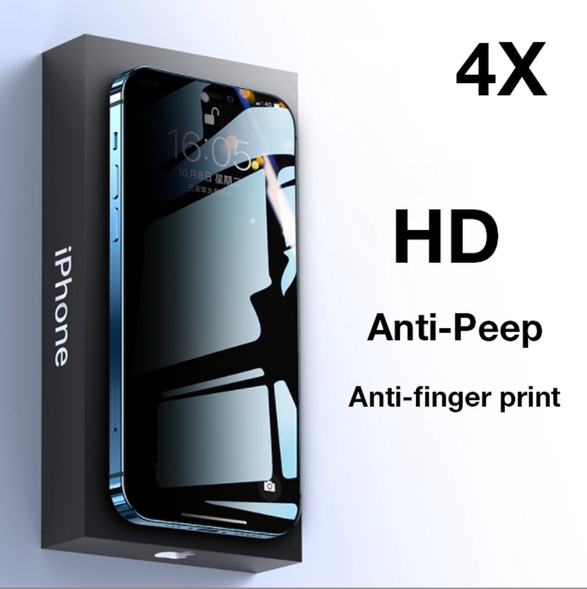 HD Anti-Peep Scherm Beschermend Glas iPhone 12 Pro Max Screen Protector 4 stuks - iPhone 12 Pro Max Screen protector - Apple - Antipeep