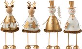 J-Line Sneeuwman/Rendier Metaal Wit/Goud Assortiment Van 4
