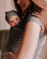 MyJalou | Newborn Baby Topknot Mutsje | Slate Grey Leopard Animal