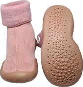 Antislip - Baby Schoentjes Voor Binnen en Buiten - Slofjes - Flexibele Zool - Maat 21/22 - Kleur Roze - Konijn - Eerste Loopschoentjes