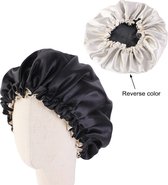 Kinderen slaapmuts - Haarverzorging - Kinderen hair bonnet - Verstelbare elastische band - Zwart - Satijnen slaapmuts - Satijn bonnet - Bonnet - Kind - Nachtmuts - Sleep cap – Kind