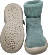 Antislip - Baby Schoentjes Voor Binnen en Buiten - Slofjes - Flexibele Zool - Maat 21/22 - Kleur Zeegroen - Draak - Eerste Loopschoentjes