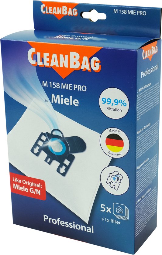 Foto: Cleanbag professional stofzuigerzakken 5 stuks geschikt voor miele s400i s456i s600 s658 s800 s858 s2000 s2999 s5000 s5999 s8000 s8999 classic c1 complete c2 complete c3 gn inclusief 2 filters alternatief