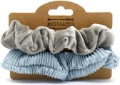 Scrunchie set - Blauw/grijs