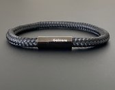 Armband dames touw -  heren armbanden scheepstouw Galeara Riu met magnetische sluiting - Premio Zwart 19.5cm