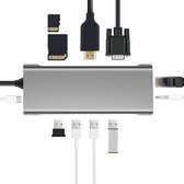 iMounts USB-C Hub - HDMI, VGA, USB, Ethernet, SD reader - 11 poorten - Space Gray