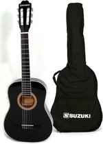SUZUKI Guitar classic 1/2 voor kinderzwarte afwerking met beschermhoes