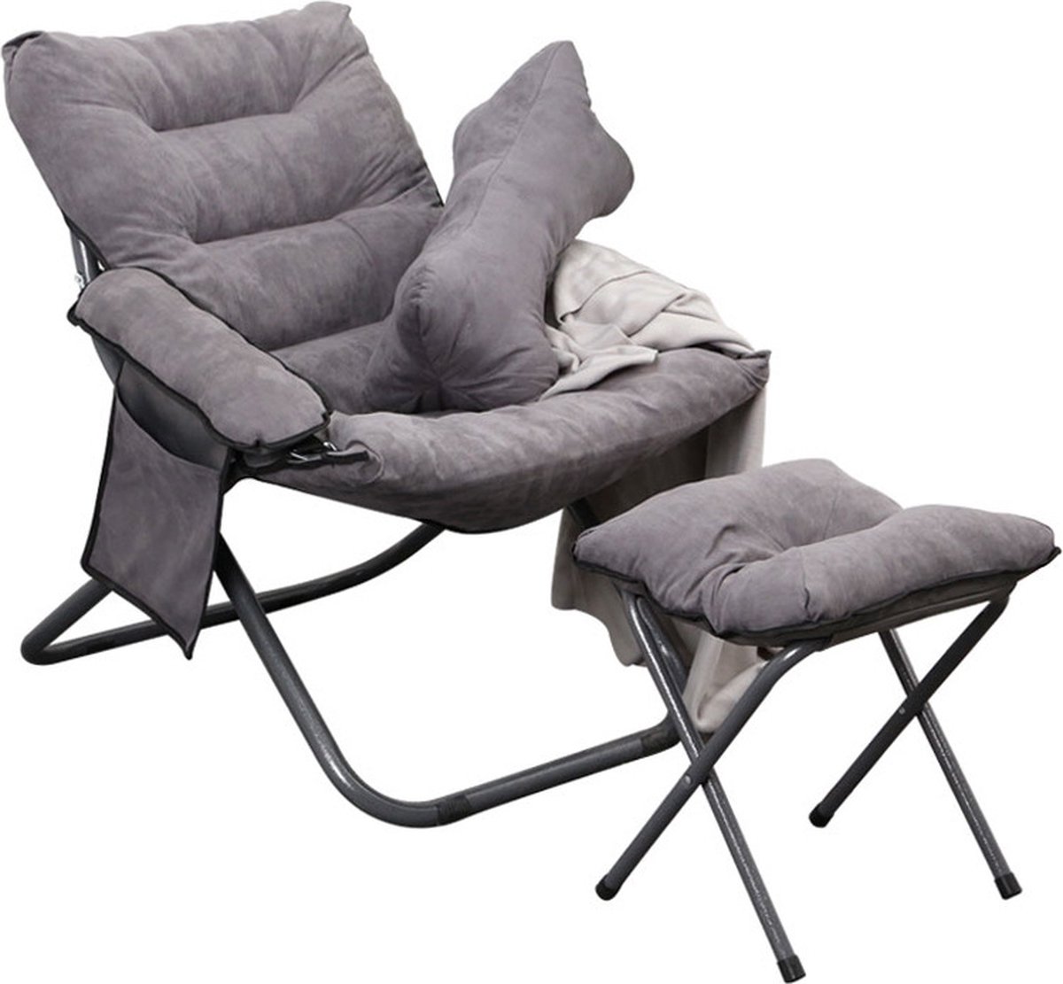 HF aluminium opklapbare bank fauteuil met voetenbank voor binnen, buiten of op de camping