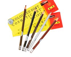 6 Stuks Voortekenpotlood – 1X Zwart, 1X Wit, 1X Grijs, 1X Bruin, 1X Lichtbruin & 1X Donkerbruin - Voortekenpotlood – PMU – Watervast Wenkbrauw potlood – Permanente make-up – PMU potlood  – Stripbaar voortekenpotlood