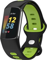 Charge 5 dubbel sport band - zwart geel - Geschikt voor Fitbit