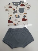 k&b -  baby Jongens Tshirt met korte broek Maat 74 - grijs