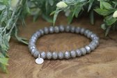 Bubbels Sieraden crystal armband greenish grey pearl shine - groen - Maat one size - f58