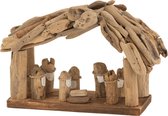 J-Line Kerststal Simple Drijfhout Naturel Large Set van 2 stuks
