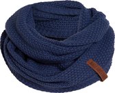 Knit Factory Coco Gebreide Colsjaal - Ronde Sjaal - Nekwarmer - Wollen Sjaal - Donkerblauwe Colsjaal - Dames sjaal - Heren sjaal - Unisex - Capri - One Size