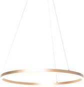 QAZQA anello - Design Dimbare LED Grote hanglamp met Dimmer voor boven de eettafel | in eetkamer - 1 lichts - Ø 80 cm - Goud/messing - Woonkamer | Slaapkamer | Keuken