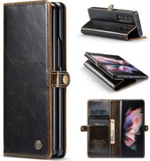 Casemania Hoesje Geschikt voor Samsung Galaxy Z Fold 3 Cognac Brown - Portemonnee Book Case