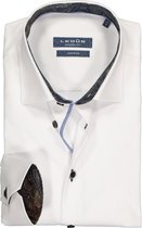 Ledub Modern Fit overhemd - wit twill (contrast) - Strijkvrij - Boordmaat: 41