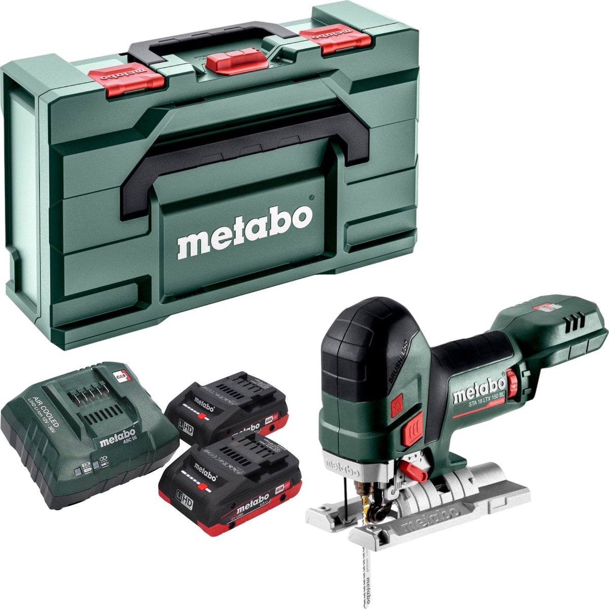 Metabo STA 18 LTX 150 BL accu-decoupeerzaag 18 V 150 mm borstelloos + 2x LiHD-accu 4,0 Ah + oplader + Metabox