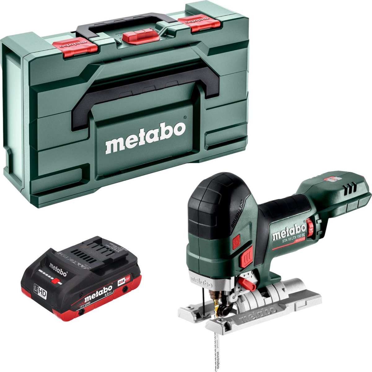 Metabo STA 18 LTX 150 BL accu-decoupeerzaag 18 V 150 mm borstelloos + 1x LiHD-accu 4,0 Ah + Metabox - zonder oplader