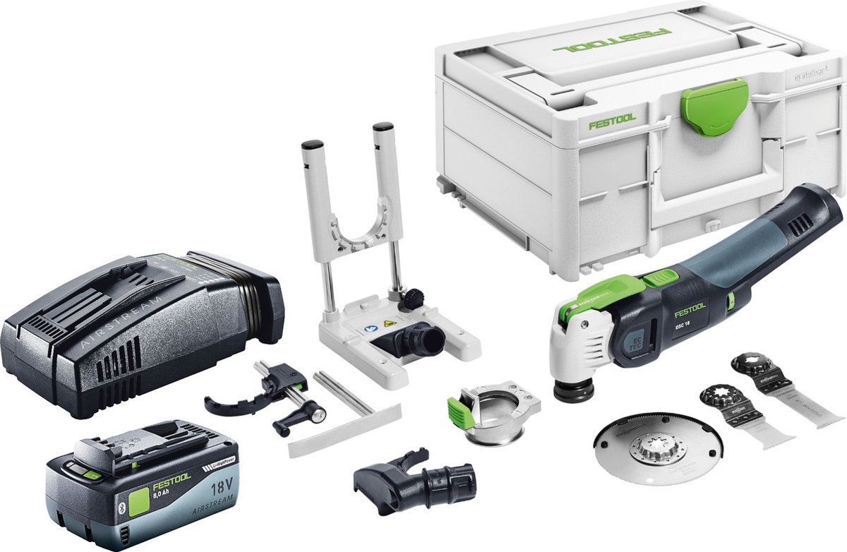 Festool VECTURO OSC 18 Basic Set snoerloos oscillerend gereedschap 18 V Starlock Max Brushless + 1x accu 8.0 Ah + snellader + systainer