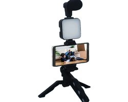 AnyPrice® Vlogging Kit – Complete Set met LED Ringlamp, Statief & Microfoon – Voor Smartphone & Camera – Incl. Frame & Tripod – Verstelbaar & Draagbaar – Perfect voor Vlogs, YouTube, TikTok, Livestreams & Video-opnames – Zwart