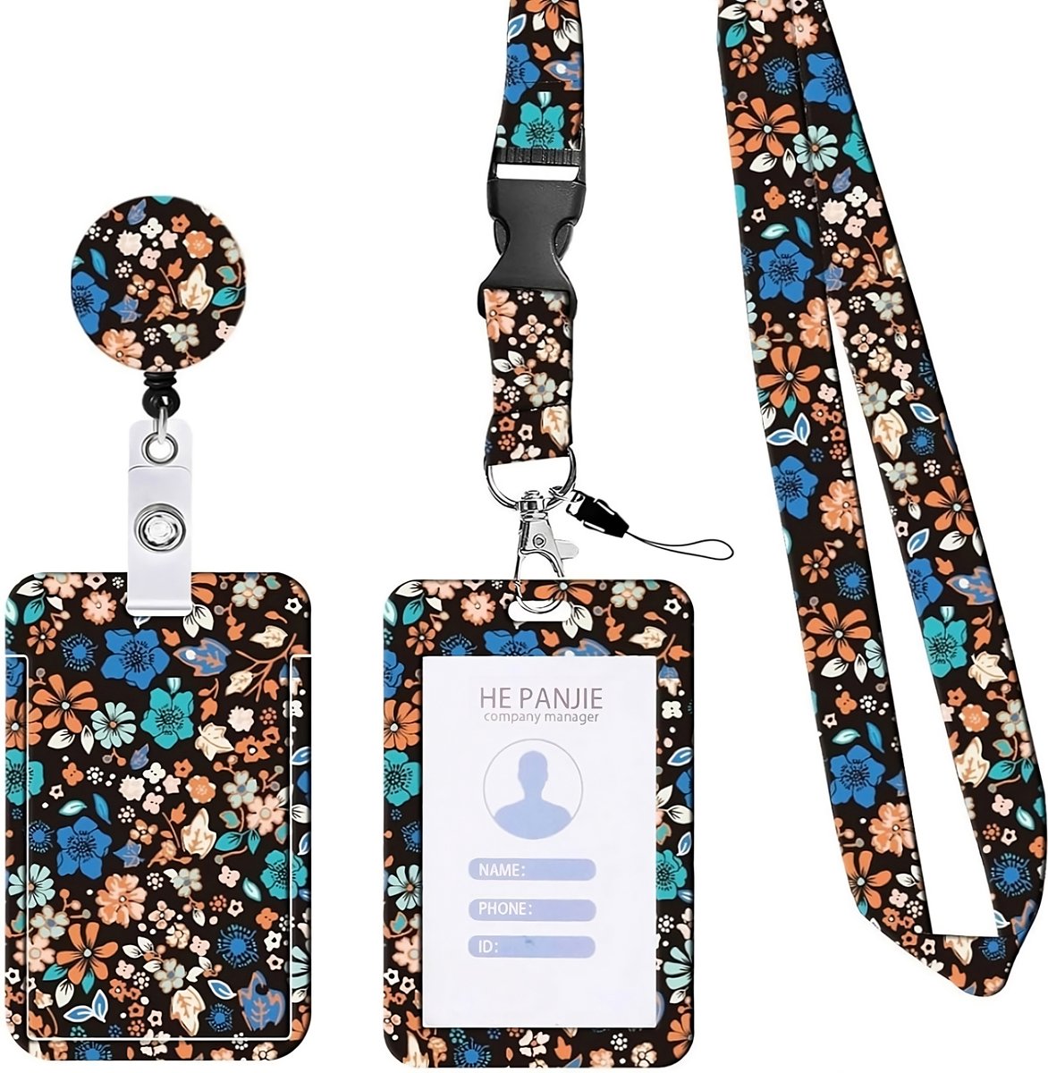 Afneembare Lanyard met Uittrekbare Badgehouder - Sleutelhanger Keycord met Clip - Trekkoord Badge Pashouder - Kaarthouder Keykoord - Intrekbare Houder voor Kaart/Sleutels - Universeel Telefoon/GSM Koord - Sleutelkoord/Nekkoord - Telefoonkoord Ketting