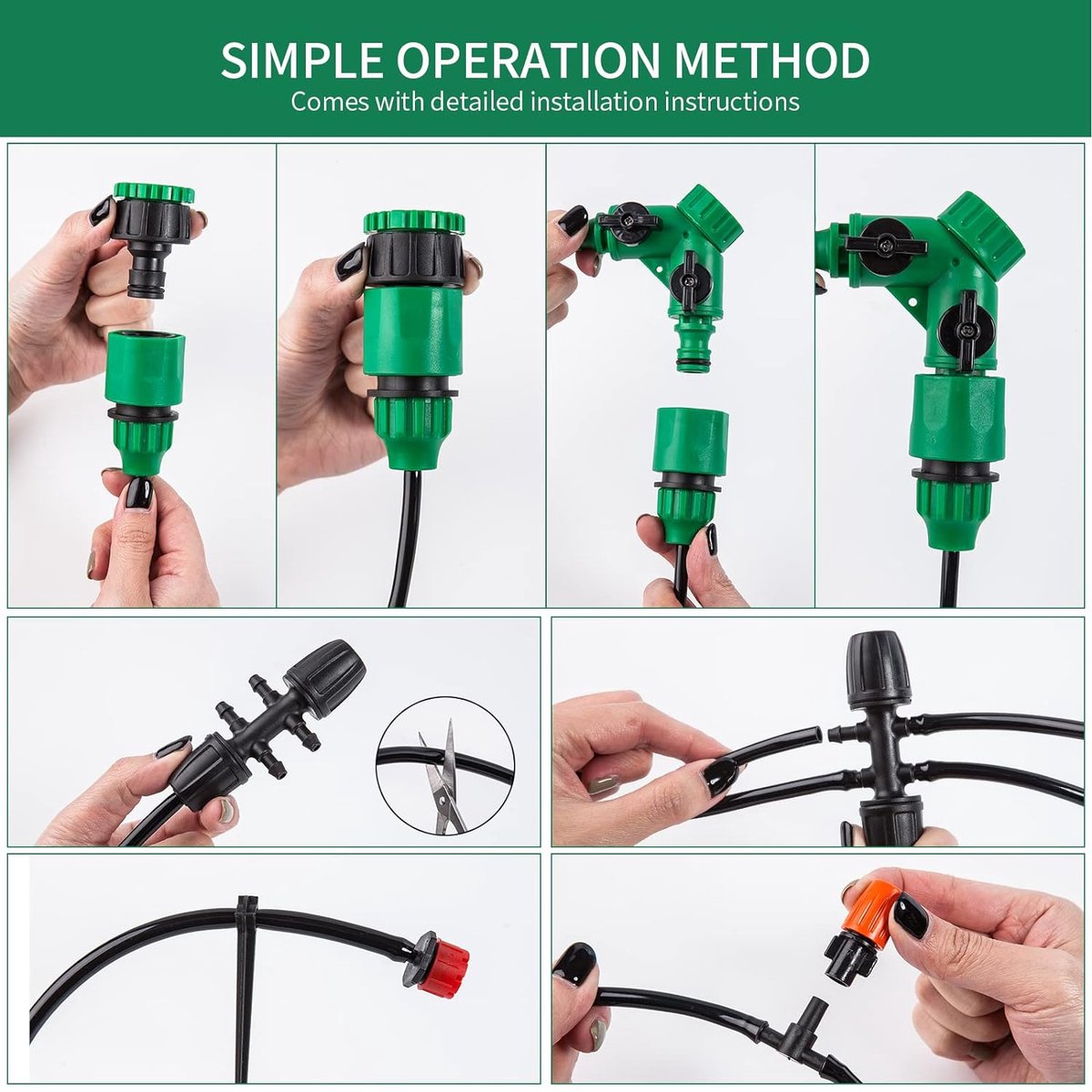 Garden Irrigation System, 60M 20M Micro Drip Irrigation Kit, DIY Micro Automatic Greenhouse Sprinkler Automatic Irrigation Sprinkler for Plants Garden Greenhouse Flowers