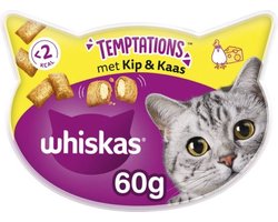 7xWhiskas Temptations Kattensnacks - Kip en Kaas - 60 gr