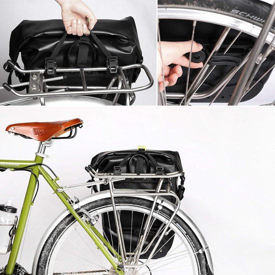 Rhinowalk Waterdichte Fietstas 25-27L – Voor Bagagedrager – Afneembare Schouderriem – Geschikt Als Postbode- Of Laptoptas 4 miniatura