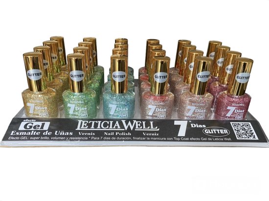 Leticia Well - Nagellak - Transparant met roze mini glitters - 1 flesje met 13 ml inhoud - Nummer 333