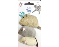 Kattenspeeltje muisjes | Katten Speelgoed | Speelmuisjes Set | Speelmuis | Pluche Speelmuizen | 3 Stuks | speelgoed voor katten