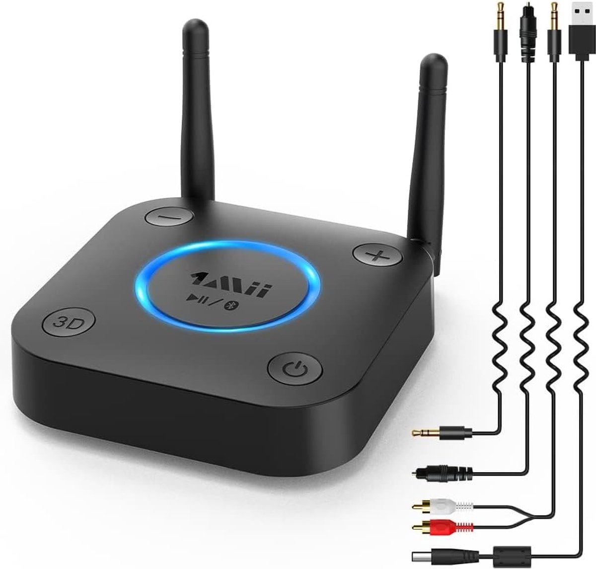 HiFi draadloze audio-adapter met bluetooth 5.1-ontvanger en 3D surround - aptX optisch RCA AUX 3.5 mm coaxiaal - voor thuis stereosystemen met lage latentie