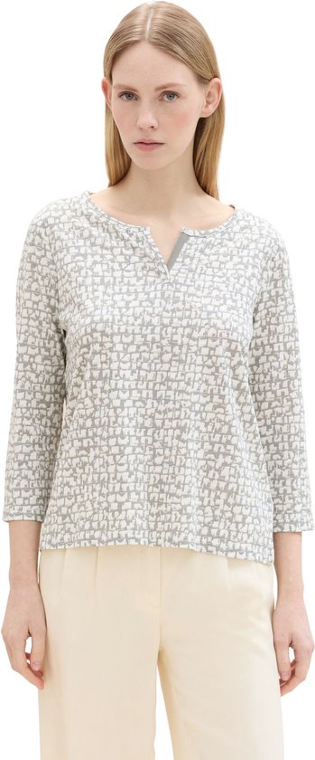 Tom Tailor Dames Longsleeve HENLEY regular fit Veelkleurig XS V