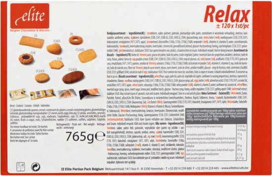Elite Relax koekjes. Selectie van 6 verschillende soorten koekjes in één verpakking.