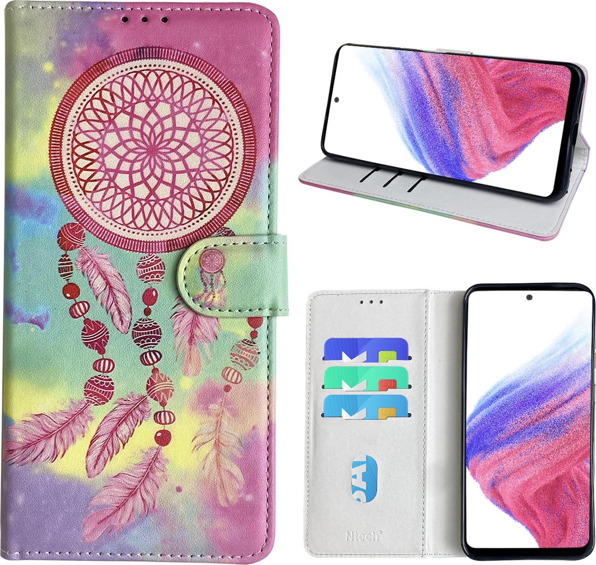 Hoesje geschikt voor Samsung Galaxy A53 Bookcase met dromenvanger print Roze