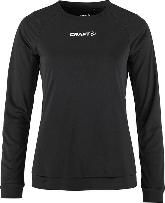 Zwarte Craft hardloopshirt met lange mouwen en logo op de borst.