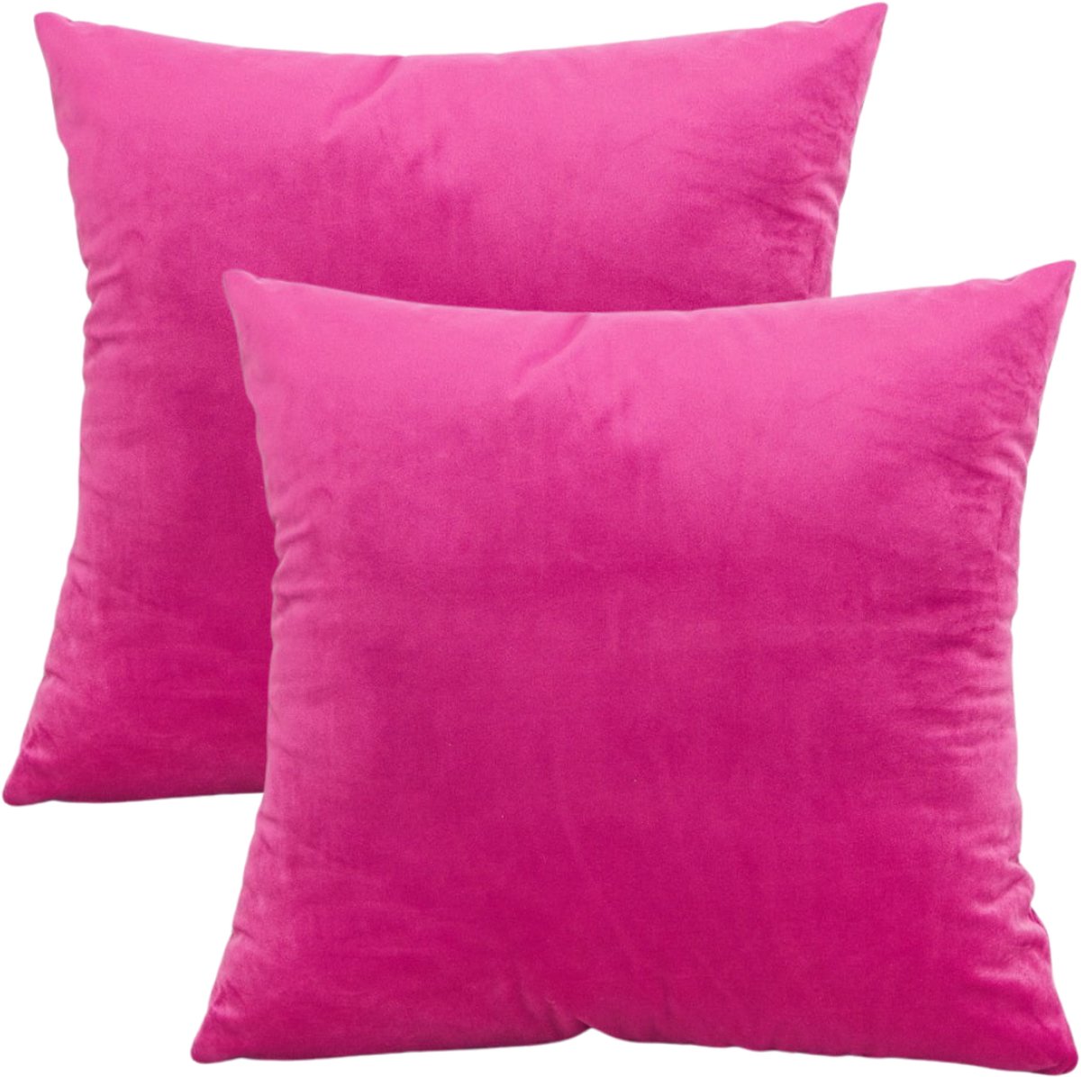 Sierkussenhoezen – Set van 2 – Velours 45x45 cm – Neonroze – Verborgen rits – Wasbaar