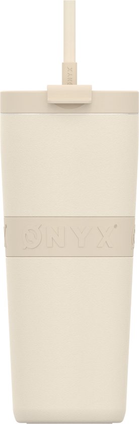 Foto: Onyx drinkfles met rietje 700ml waterfles voor kinderen volwassenen thermosbeker travel mug motiverende drinkbus drinkbeker voor school beige