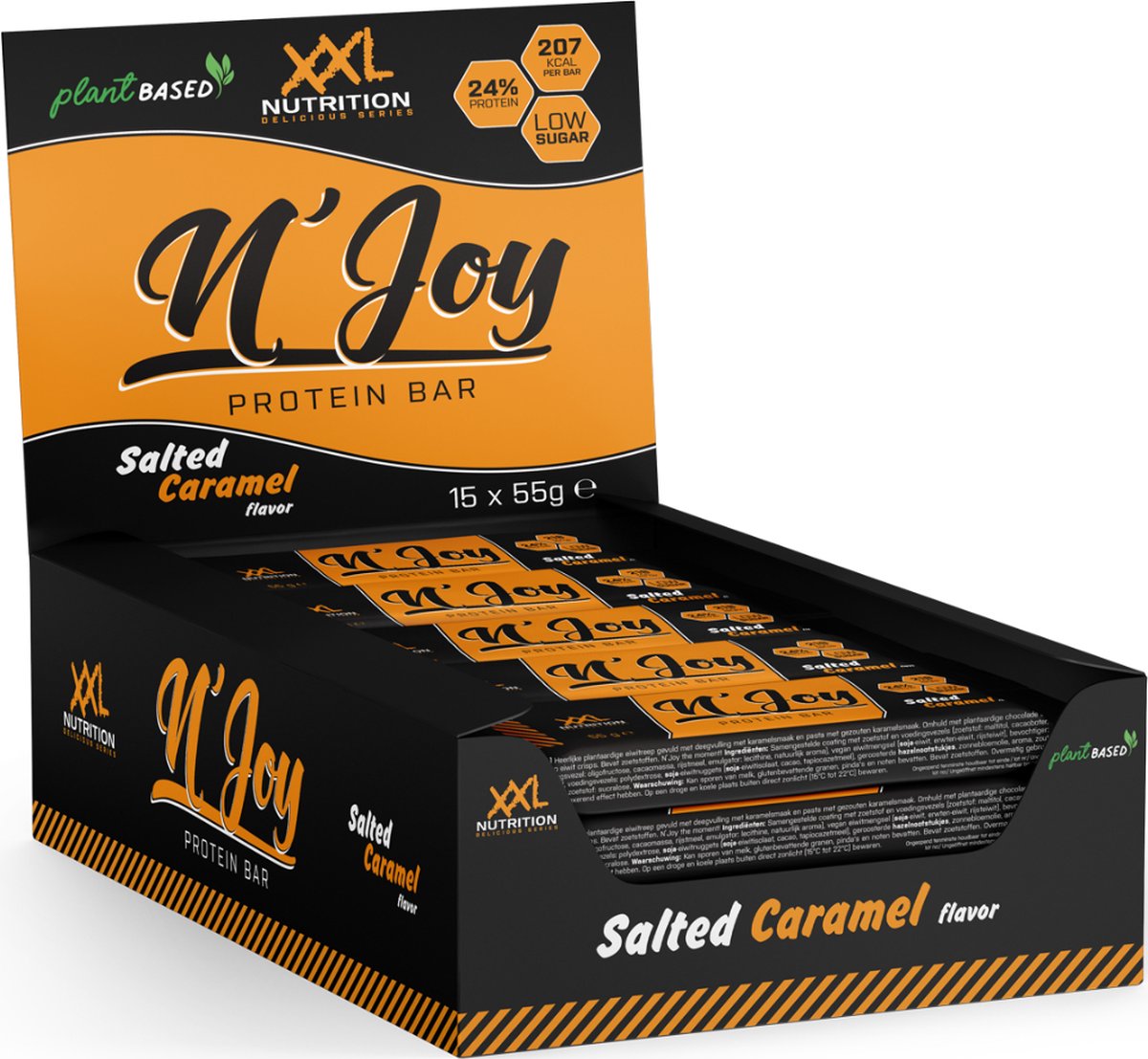 Goedkoopste XXL Nutrition - N'Joy Vegan Protein Bar - 13 Gram Eiwit - Eiwitrepen & -snacks, Proteine Repen - Eiwitreep Salted Caramel - 15 Pack