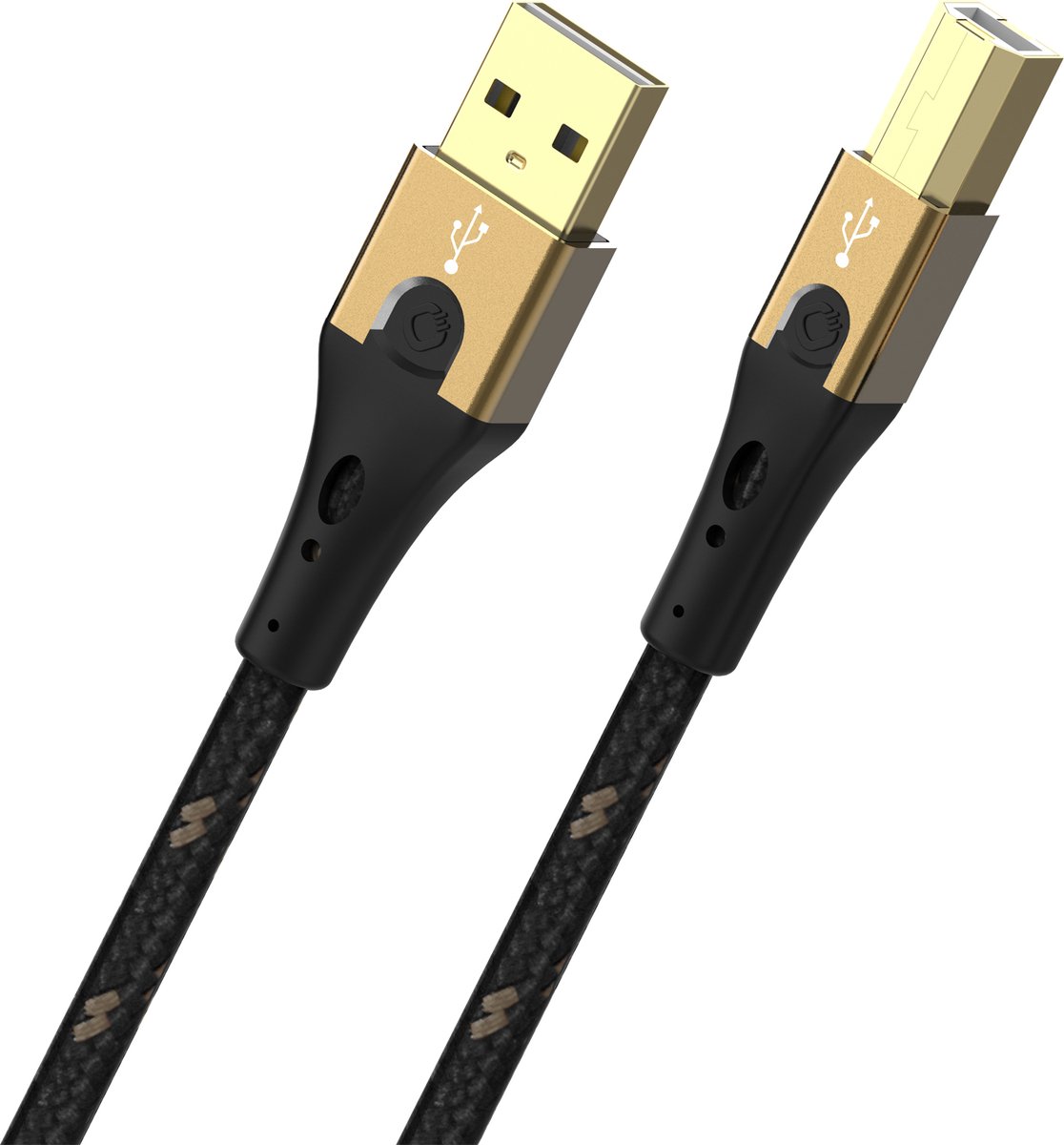 Oehlbach USB-kabel USB 2.0 USB-A stekker, USB-B stekker 2.00 m Zwart/goud D1C9542