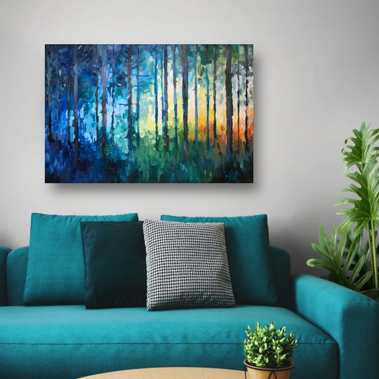 Portrait de forêt - Décoration murale nature - Peinture sur toile Lumière - Décoration murale moderne - Toile - Décoration chambre toile 120x80 cm