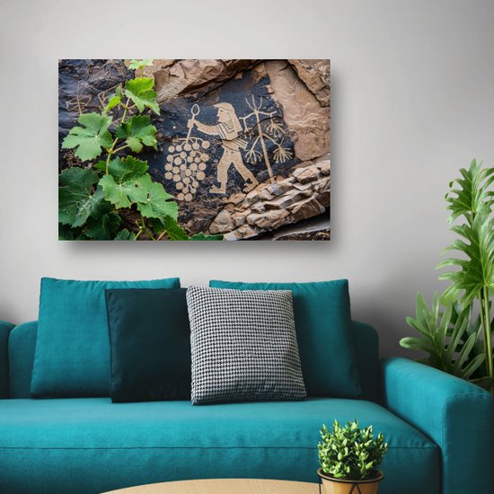 Druivenplukker portret - Landbouw schilderijen - Schilderijen canvas Wijnstok - Landelijk schilderij - Canvas schilderijen woonkamer - Kunstwerk canvas 60x40 cm