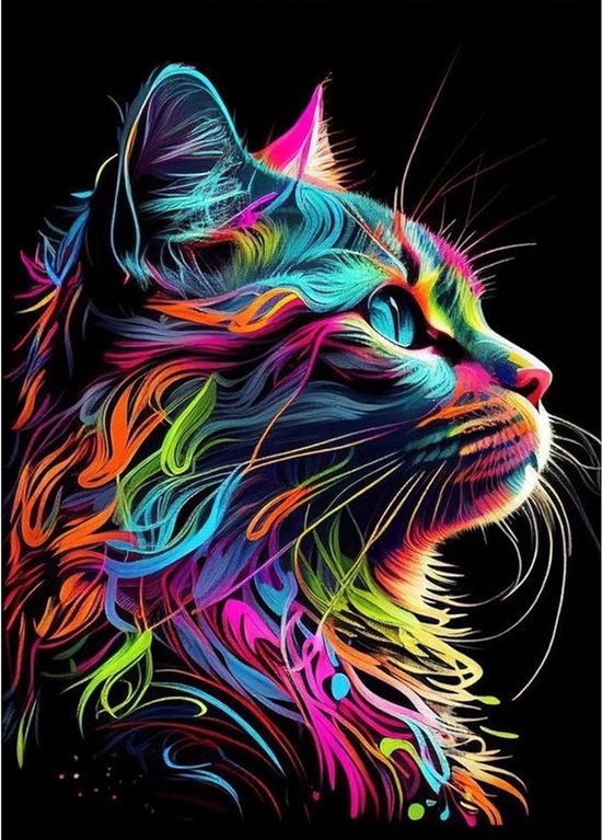 BOTC Diamond Painting Volwassenen - Diamond Painting Kinderen - Diamond Painting Pakket Volledig - Kat - 30x40CM