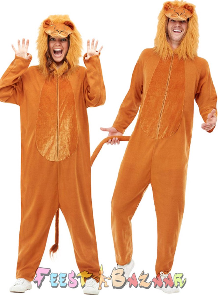 Koning Van De Dieren Oranje Leeuw Jumpsuit Kostuum