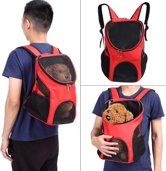 Hond Drager Rugzak Ademende Huisdier Draagtas Met Mesh Comfort Kat Rugzak Tas Huisdier Rugzak Voor Kleine Honden Katten Wandelen Reizen Camping Outdoor Rood
