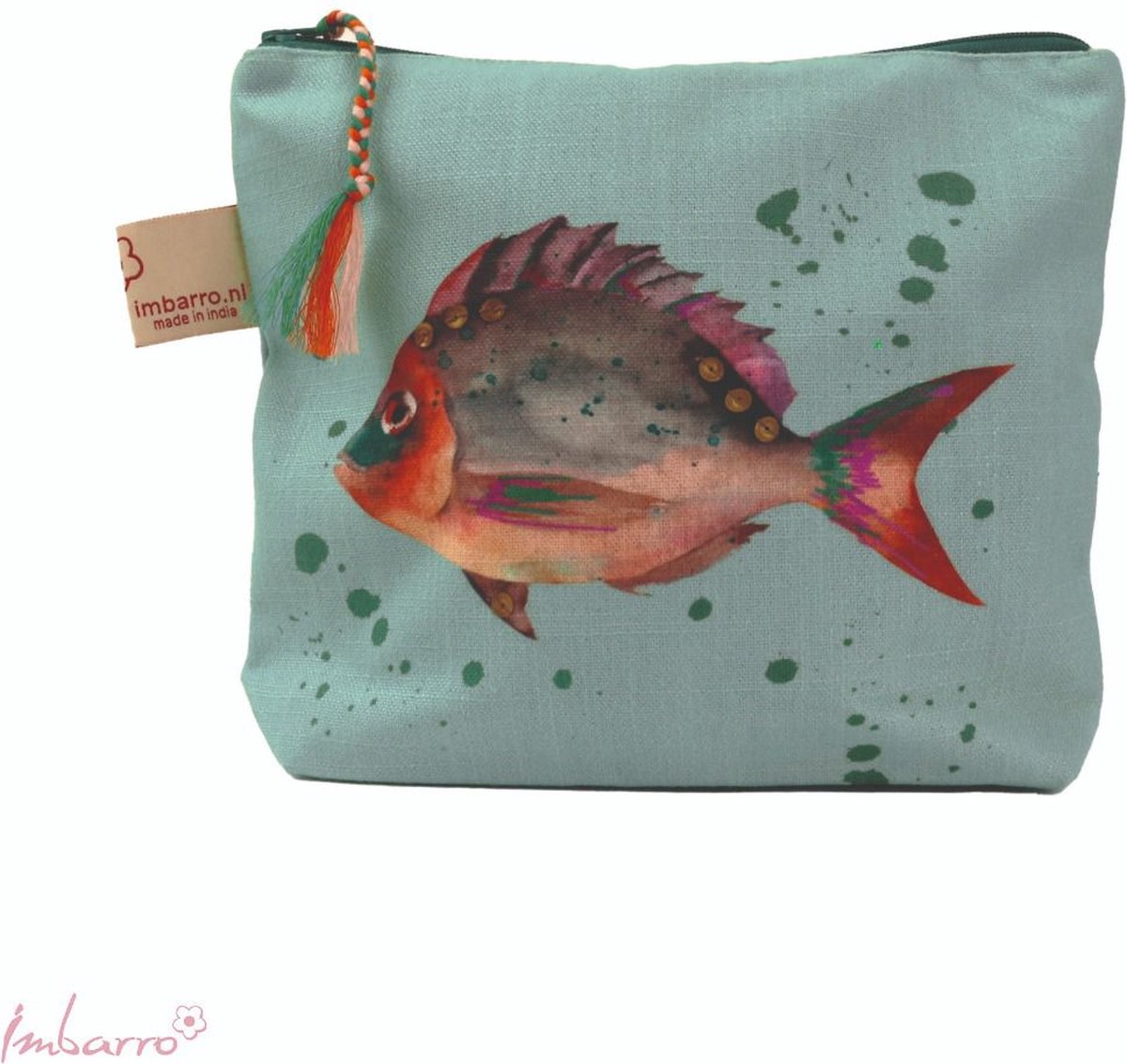 Imbarro - Pouch - Toilettas - Clutch - Makeup Tasje - Guppy - Katoen - 20x24cm